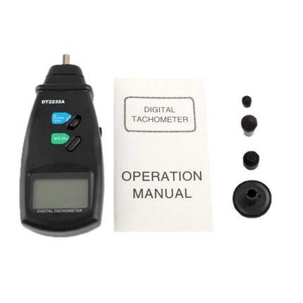 Handheld Digital Contact Tachometer for Machinery Speed Measurement with 5-digit 18mm LCD, accessories and operation manual