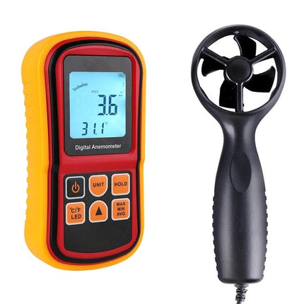 Handheld Digital Anemometer for Measuring Wind Speed and Temperature with digital display and detachable vane sensor for hiking sailing site surveys