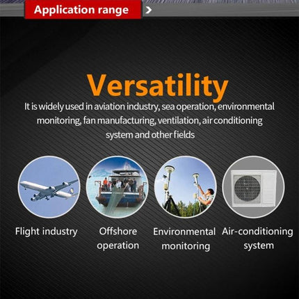 Compact Anemometer for Outdoor Wind and Temperature Monitoring showing versatility for flight industry, offshore operation, environmental monitoring, air-conditioning