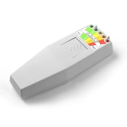 Portable 5-LED Electromagnetic Radiation Detector for Home Monitoring handheld white unit with five LED level indicators for home EMF testing