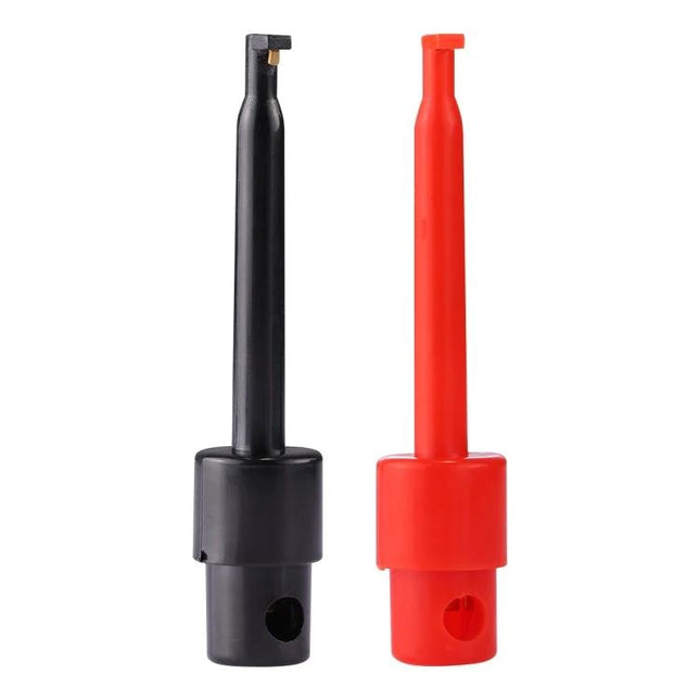 Large Black and Red Hook Test Probe Clip for Testing - pair of ABS large black and red hook test probe clips for secure electronic circuit testing