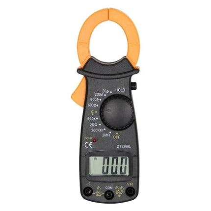 Reliable Digital Clamp Meter for Everyday Electrical Testing compact hand-held clamp meter with 3.5-digit LCD showing 000 and orange jaws