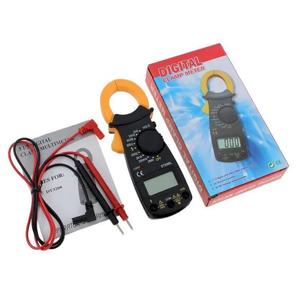 Reliable Digital Clamp Meter for Everyday Electrical Testing with 3.5-digit LCD, test leads and boxed packaging