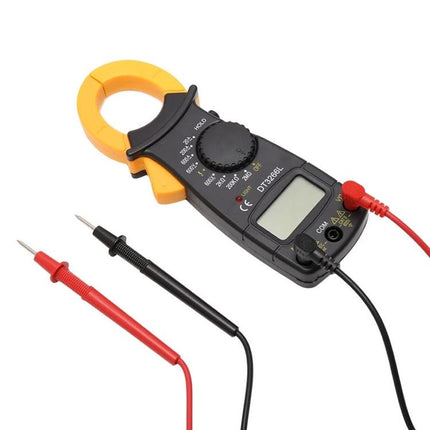 Reliable Digital Clamp Meter for Everyday Electrical Testing with 3.5-digit LCD, yellow clamp and red/black test leads