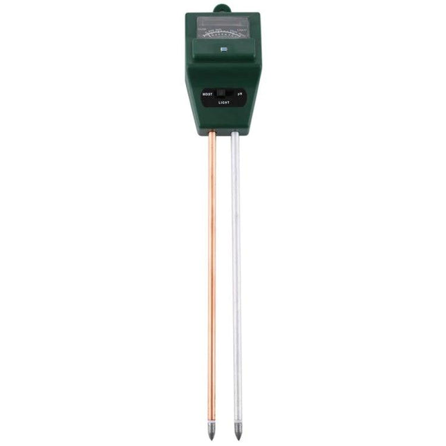 3-in-1 Soil Meter for Measuring pH, Moisture, and Light in Plants handheld probe with dual metal sensors for home gardeners