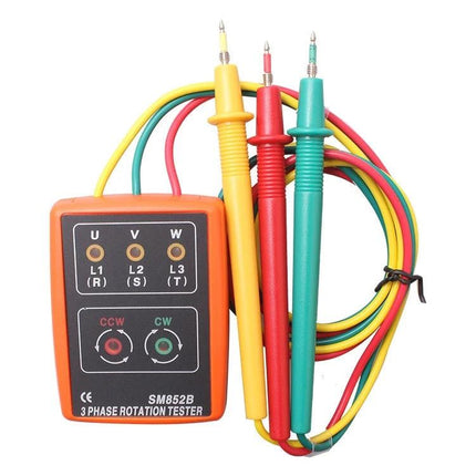 Three Phase Rotation Tester for Electrical Phase Checking compact LED and buzzer tester with color probes for electricians