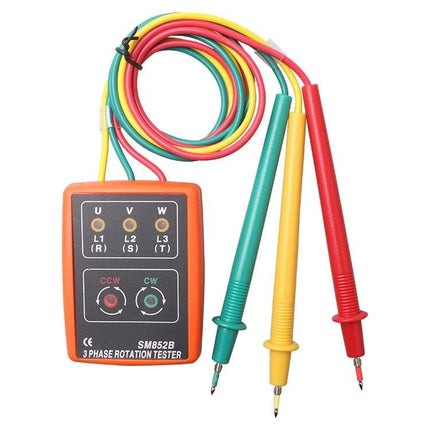 Three Phase Rotation Tester for Electrical Phase Checking compact LED and buzzer tester with three colored probes and cords