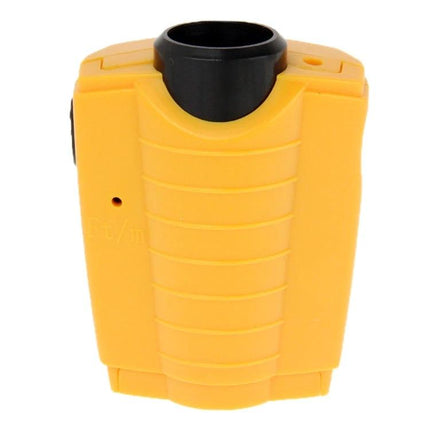 Mini Ultrasonic Distance Measurer with Laser Pointer, Orange compact handheld ultrasonic distance measurer in bright orange for quick measurements