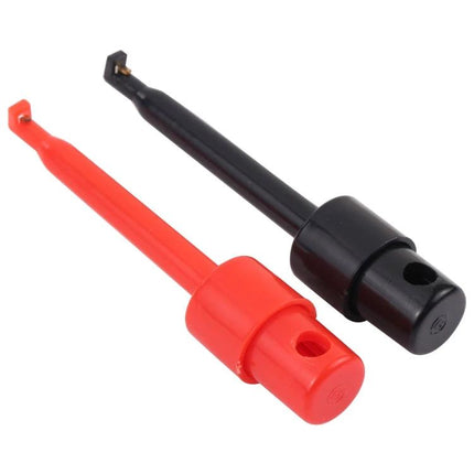 Small Hook Test Probe Clips for Electronic Repair and Testing - red and black insulated micro hook probes for IC and cellphone multimeter use