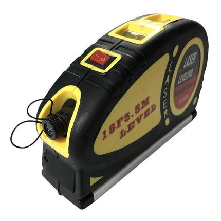 Portable Laser Level with 5.5 Meter Tape Measure for Home Projects compact black yellow laser level with 5.5m tape for hanging pictures and shelves