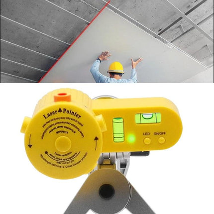 Versatile Laser Level for DIY Alignment and Mounting Tasks showing red laser line and yellow level tool for hanging shelves and installing fixtures