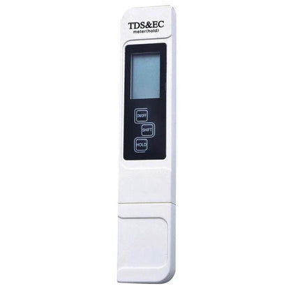 Digital TDS and EC Meter for Water Quality Testing – handheld meter with LCD and buttons for measuring TDS and EC in tap, purified, or hydroponic water