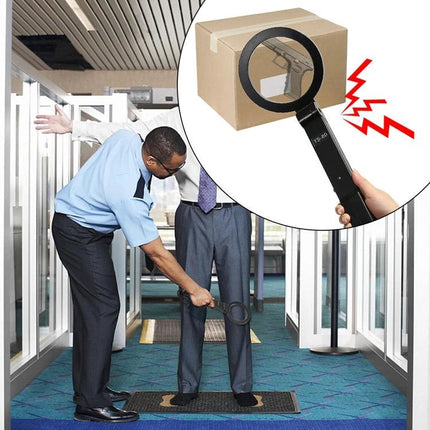 Portable Folding Hand-Held Security Metal Detector for Public Safety used by security at airport for pat-down screening with audible or vibration alert