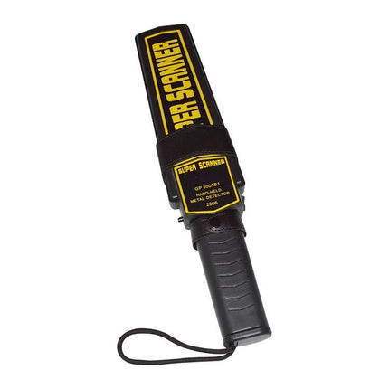 Portable Hand-Held Metal Detector for Security Screening hand-held black and yellow scanner with wrist strap for event and school security