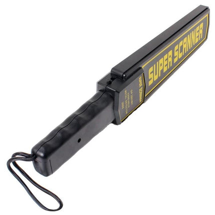 Portable Hand-Held Metal Detector for Security Screening handheld black 'Super Scanner' with wrist strap for school factory event security