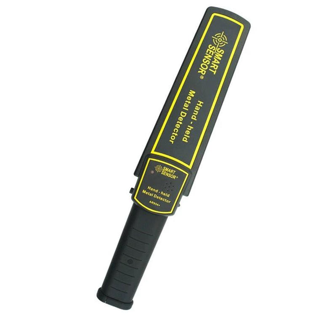 Compact Handheld Metal Detector for Security and Daily Checks - lightweight black and yellow handheld wand with mute and vibration options