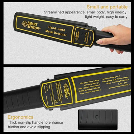 Compact Handheld Metal Detector for Security and Daily Checks - lightweight handheld wand with vibration and mute options, ergonomic non-slip grip