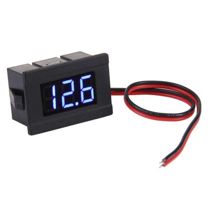Compact Digital Voltage Meter for Everyday Electrical Checks - compact LED panel meter showing 12.6V with red and black probe wires