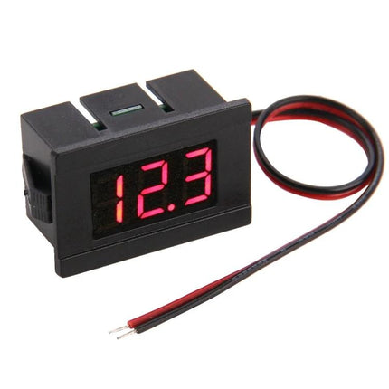 Compact Digital Voltage Meter for Everyday Electrical Checks - compact LED panel meter showing 12.3V with red and black probes
