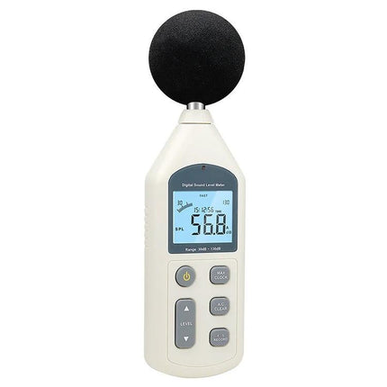 Compact Digital Sound Level Meter for Noise Monitoring at Home and Office - handheld device showing 56.8 dB on display