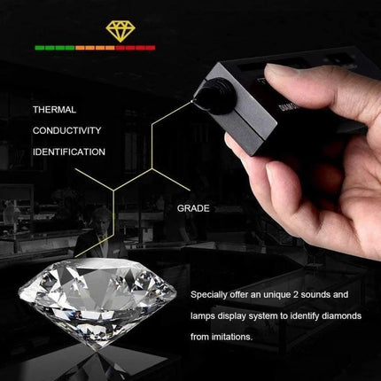 Easy to Use Diamond Selector II for Gemstone Testing handheld tester showing thermal conductivity display and diamond identification