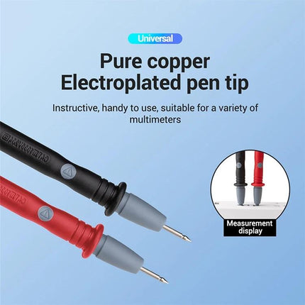 Multimeter Test Leads for Safe Electrical Measurements – red and black gold-plated probe tips with durable PVC wiring for precise circuit and component testing