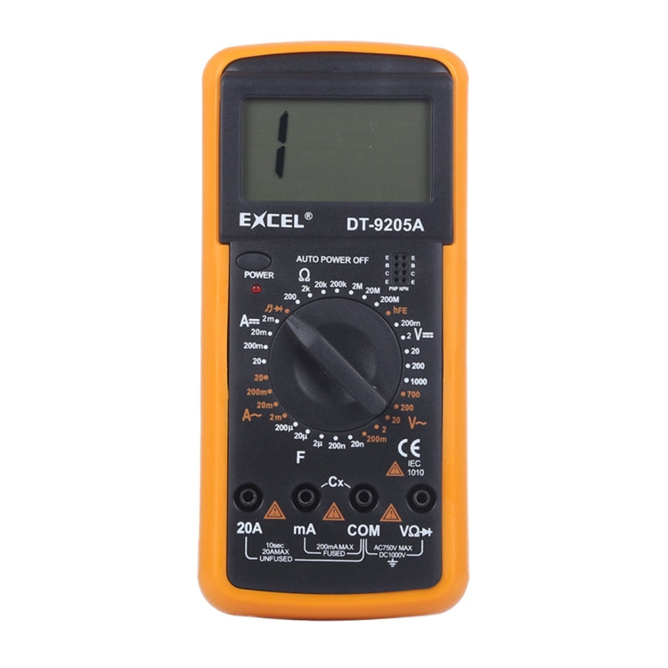 DT9205A LCD Digital Multimeter for Diode Testing / Transistor hFE Measuring Function