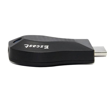 EZCast Wireless HDMI Dongle for TV Streaming from Devices plugged into HDMI port showing black compact dongle