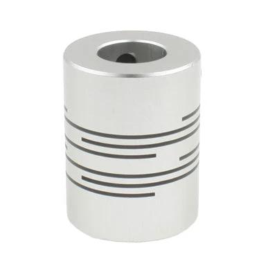 Aluminum Flexible Coupling for CNC Stepper Motors, 8x10mm Shaft - silver anodized aluminum shaft coupling for 3D printers and CNC routers