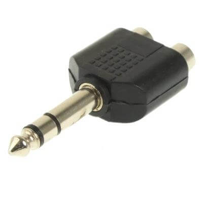 Stereo Audio Adapter: 6.35mm Male to 2 RCA Female for Headphones Adapter for Audio Connections - black 6.35mm to dual RCA stereo adapter