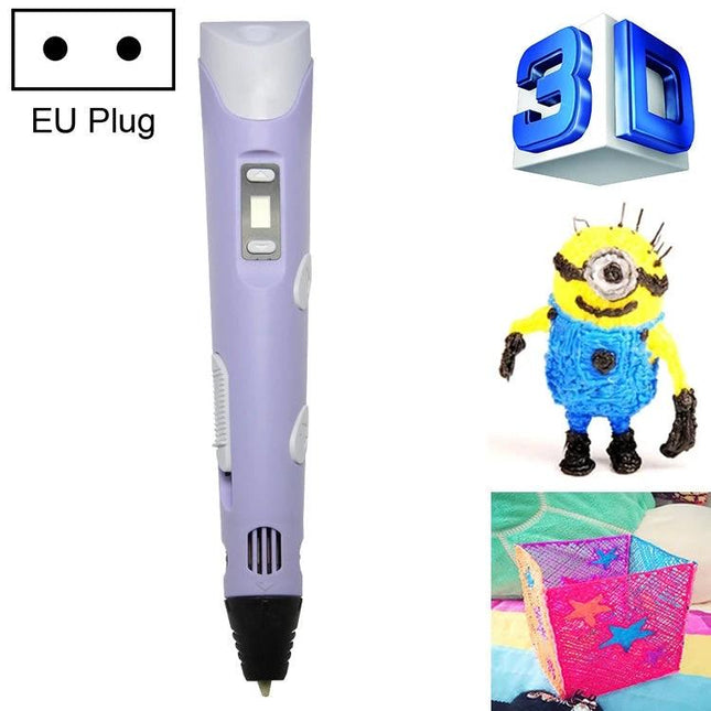 Hand-Held 3D Printing Pen for Art and Creative Design with EU Plug purple 3D pen with EU plug and sample creations