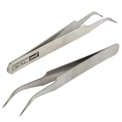 Stainless Steel Tweezers Set for Precision Grooming and Straight Angled Styles - straight and angled tips for eyebrow shaping