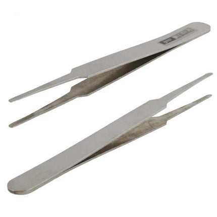 Stainless Steel Tweezers Set for Precision Grooming and Straight Angled Styles - dual straight and angled stainless tweezers for eyebrow shaping, splinter removal