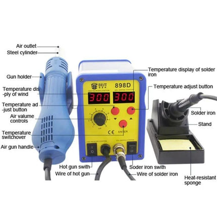 2-in-1 Hot Air Rework Station And Soldering Iron For Electronics Repair