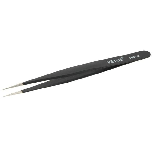 Precision Anti-Static Tweezers for Electronics Handling - black ESD tweezer for delicate circuit board and component placement