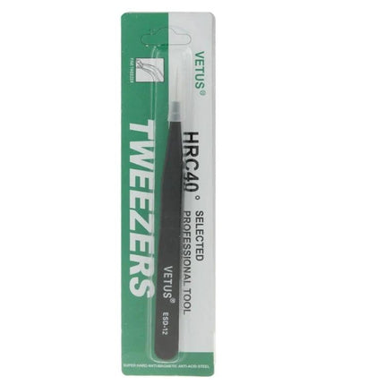 Precision Anti-Static Tweezers for Electronics Handling - packaged Vetus HRC40 professional anti-static tweezer for circuit board work