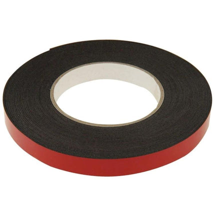 Double Sided Sponge Adhesive Tape for Repairs, 1.5cm Width and 10m Length - black polyethylene foam roll with red liner for bonding and sealing