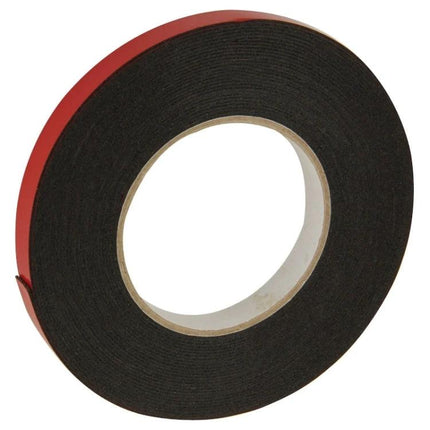 Double Sided Sponge Adhesive Tape for Repairs, 1.5cm Width and 10m Length - black polyethylene foam roll with red liner for sealing and mounting