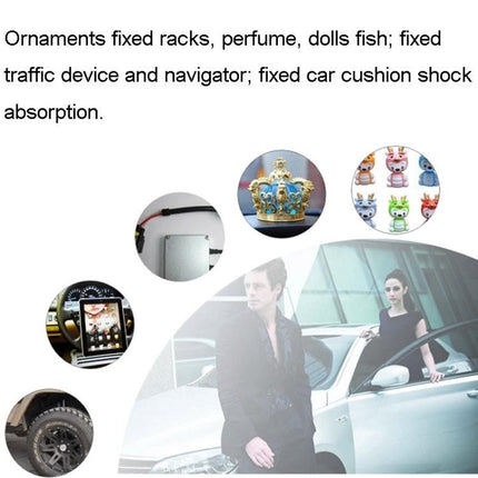 Double Sided Sponge Adhesive Tape for Everyday Mounting, 2cm x 10m showing uses on car, dashboard, ornaments, seals and phone repairs