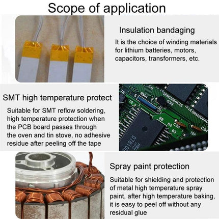 45mm Polyimide Tape for High-Temperature Applications protecting electronics and coils during soldering and high-heat processes