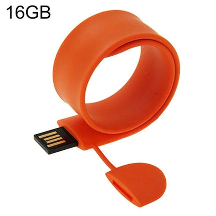 Silicone Bracelet USB Flash Drive with 16GB Storage in orange wearable bracelet USB for students travelers professionals