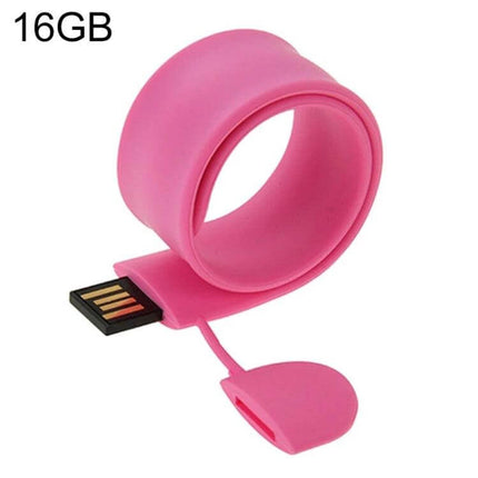 Silicone Bracelet USB Flash Drive with 16GB Storage - pink wearable silicone USB bracelet for students, travelers and professionals