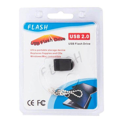 8GB Mini USB Flash Drive with Keychain for Computer Storage - compact black USB 2.0 drive in retail blister pack with keychain