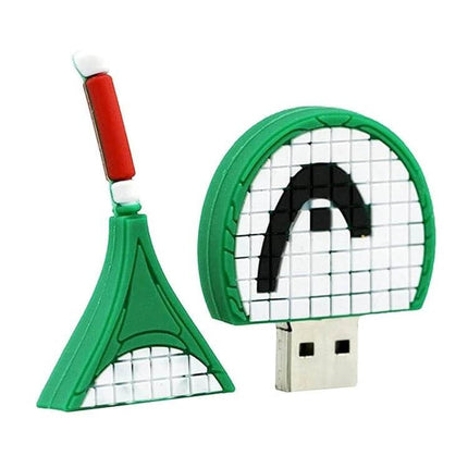 Tennis Racket Shaped USB Flash Drive for Everyday Data Storage - green tennis racket USB drive for documents and photos