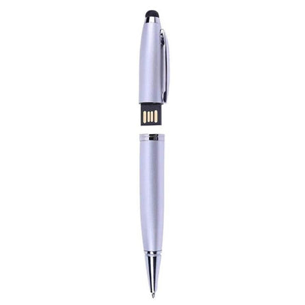 Compact Pen Style USB Flash Drive for Portable Storage Options - 32GB silver pen USB with cap removed for portable file transfer