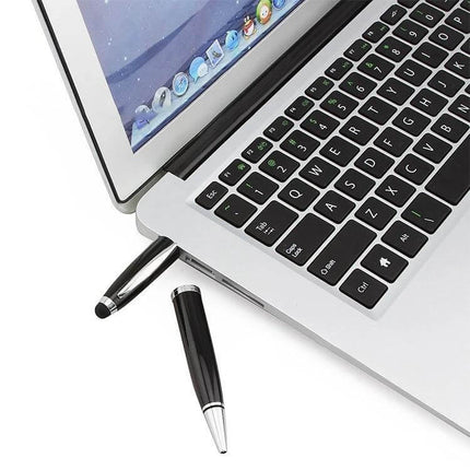 Compact Pen Style USB Flash Drive for Portable Storage Options - 32GB pen-style USB plugged into laptop for file transfer