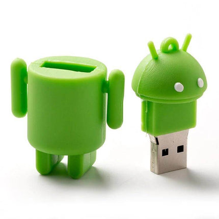 Compact Green Android Robot USB Flash Drive for Everyday Storage - 8GB green Android robot USB drive with removable cap