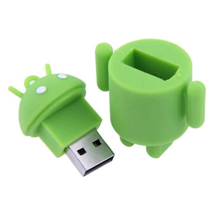 Compact Green Android Robot USB Flash Drive for Everyday Storage - green Android-shaped 4GB USB stick with removable head cap