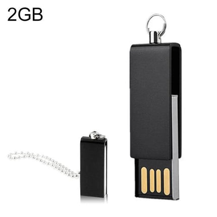 Mini Rotatable USB Flash Drive for Everyday Data Storage - compact 2GB black swivel USB with keyring and cap for on-the-go file transfer