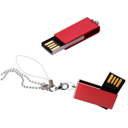 Mini Rotatable USB Flash Drive for Everyday Data Storage compact red swivel USB drive with keychain for pocketable file transfer